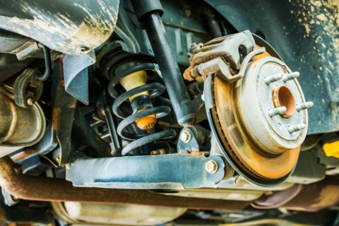 Car Suspension and Brakes Maintenance in Auto Service.
